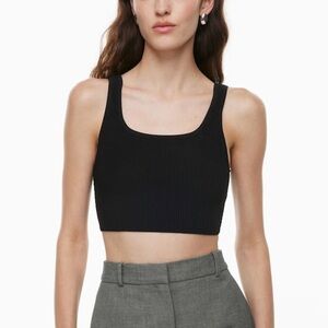 Babaton Sleek Black Crop Top Sculpt Knit Squareneck Cropped Tank Aritzia ribbed